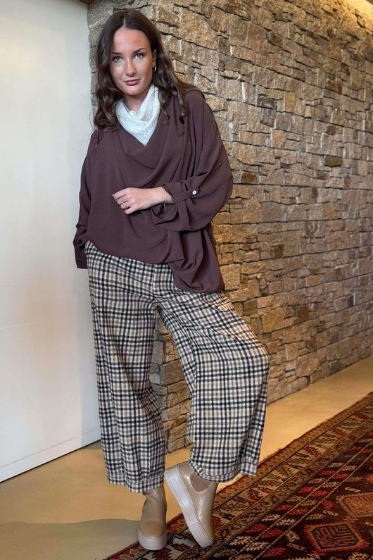 Suki Drape Cowl Blouse Chocolate /5